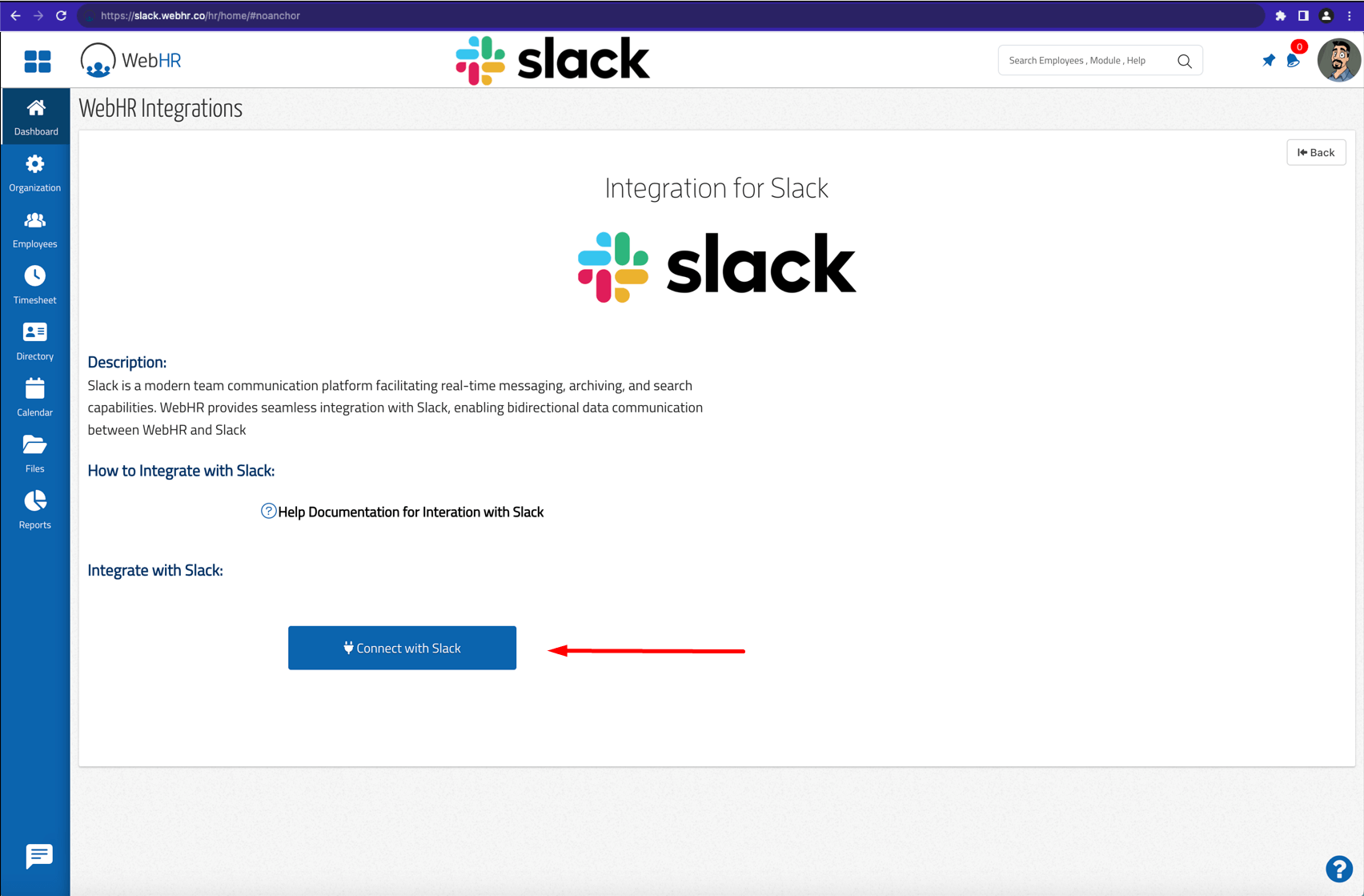 WebHR Integration for Slack
